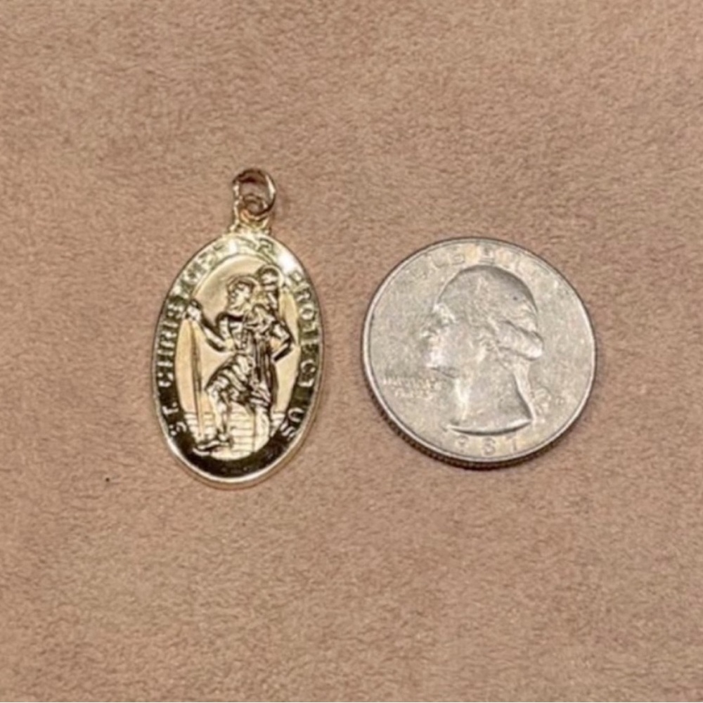 14k Gold Saint Christopher Pendant - Picture 3 of 4